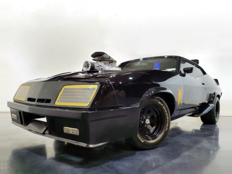 Mad Max Interceptor replica with its supercharger, on display at the Muscle Car Museum Gold Coast