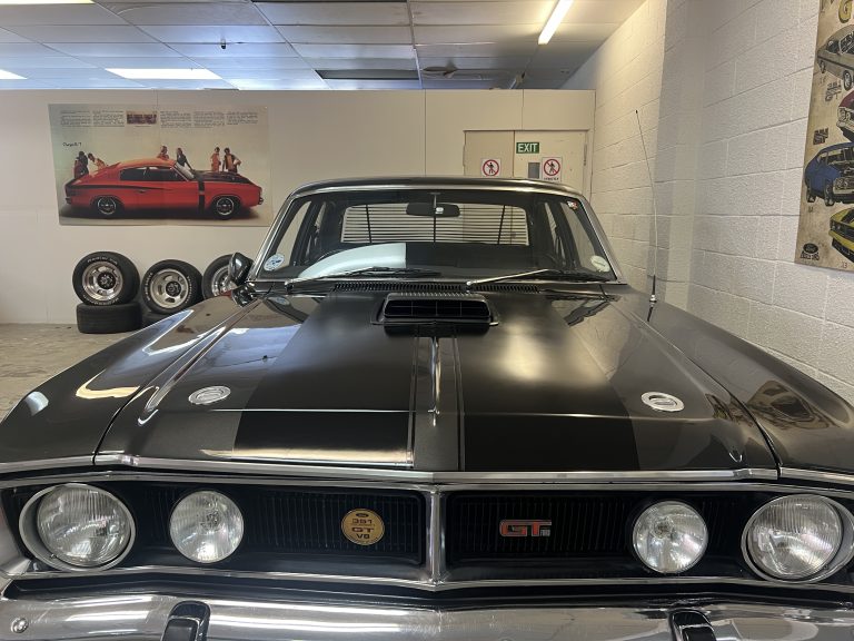 Black Holden Monaro on the museum floor
